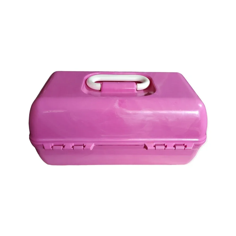 Caboodles Box Makeup Case Pink Swirl Two Tier w/ Mirror Plano Model 5626